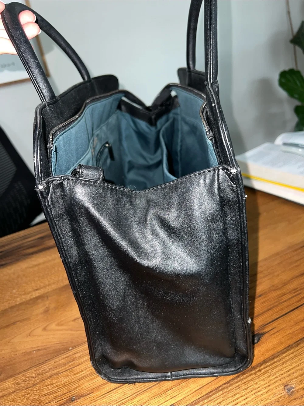 Matt & Nat Black Vegan Leather Briefcase with Top Handles